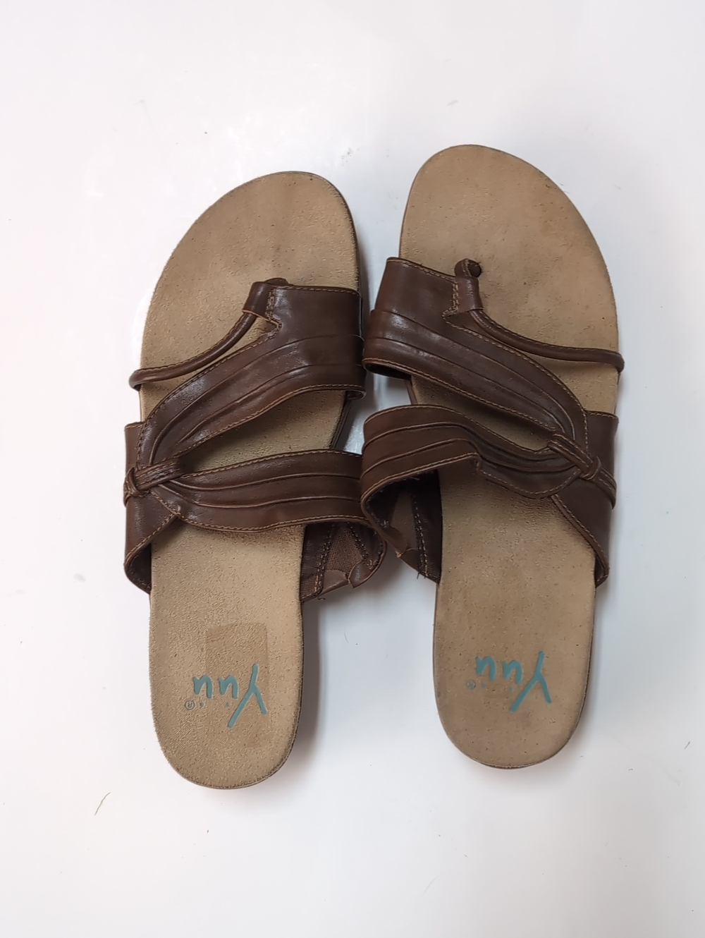 Yuu Brown Leather Slide Sandals for Women